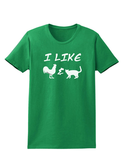 I Like Rooster & Cat Silhouette Womens Dark T-Shirt by TooLoud-Womens T-Shirt-TooLoud-Kelly-Green-X-Small-Davson Sales