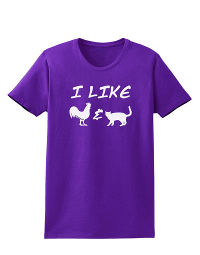 I Like Rooster & Cat Silhouette Womens Dark T-Shirt by TooLoud-Womens T-Shirt-TooLoud-Purple-X-Small-Davson Sales