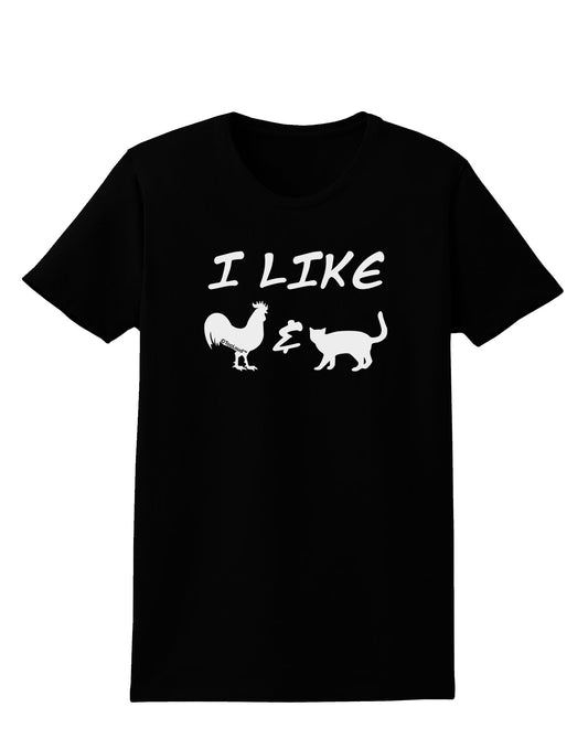 I Like Rooster & Cat Silhouette Womens Dark T-Shirt by TooLoud-Womens T-Shirt-TooLoud-Black-X-Small-Davson Sales