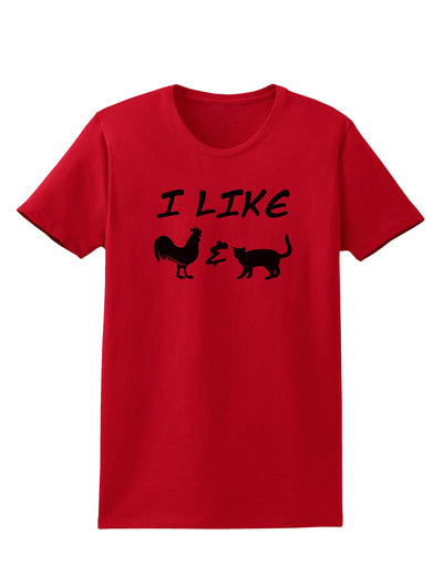 I Like Rooster & Cat Silhouette Womens T-Shirt by TooLoud-Womens T-Shirt-TooLoud-Red-X-Small-Davson Sales