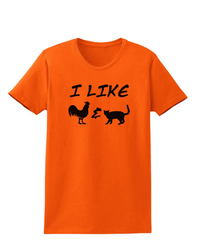 I Like Rooster & Cat Silhouette Womens T-Shirt by TooLoud-Womens T-Shirt-TooLoud-Orange-X-Small-Davson Sales