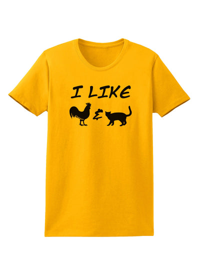 I Like Rooster & Cat Silhouette Womens T-Shirt by TooLoud-Womens T-Shirt-TooLoud-Gold-X-Small-Davson Sales