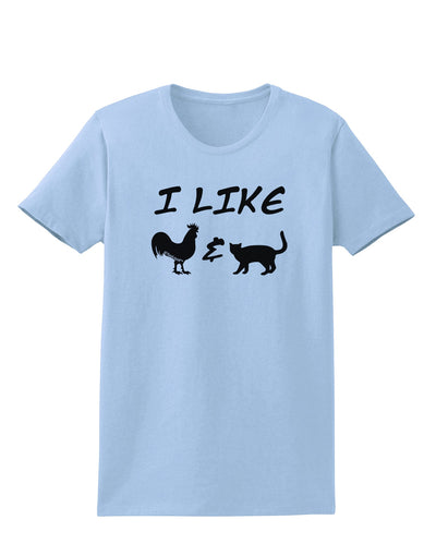 I Like Rooster & Cat Silhouette Womens T-Shirt by TooLoud-Womens T-Shirt-TooLoud-Light-Blue-X-Small-Davson Sales