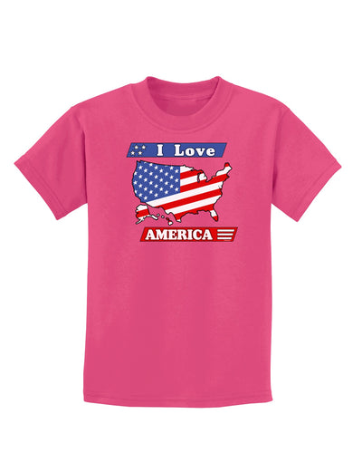 I Love America Childrens Dark T-Shirt-Childrens T-Shirt-TooLoud-Sangria-X-Small-Davson Sales
