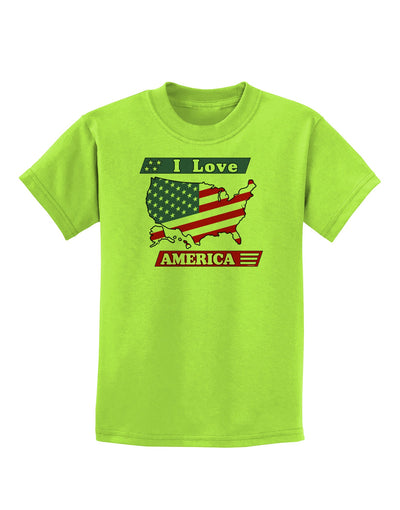 I Love America Childrens T-Shirt-Childrens T-Shirt-TooLoud-Lime-Green-X-Small-Davson Sales