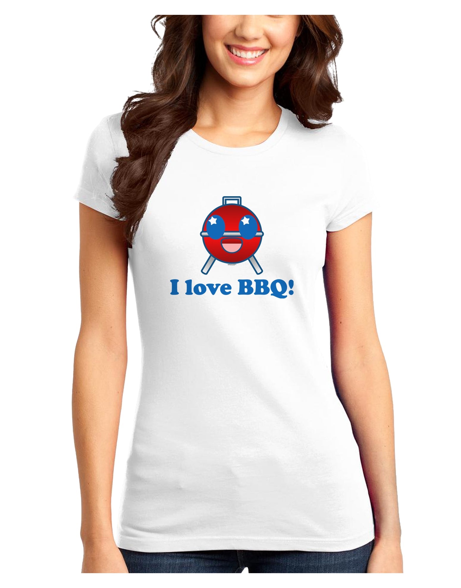 I Love BBQ Juniors T-Shirt-Womens Juniors T-Shirt-TooLoud-White-Juniors Fitted XS-Davson Sales