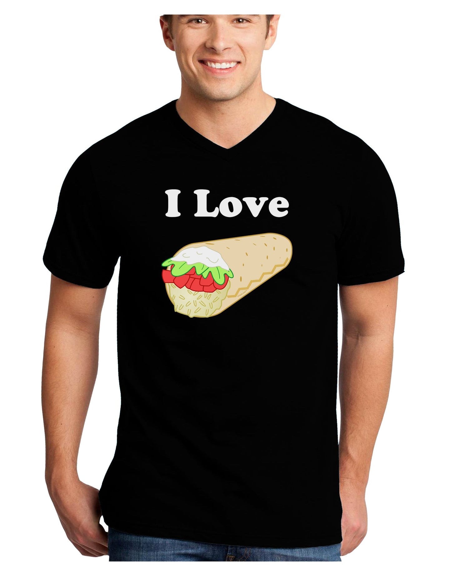 I Love Burritos - Funny Food Adult Dark V-Neck T-Shirt-Mens V-Neck T-Shirt-TooLoud-Black-Small-Davson Sales