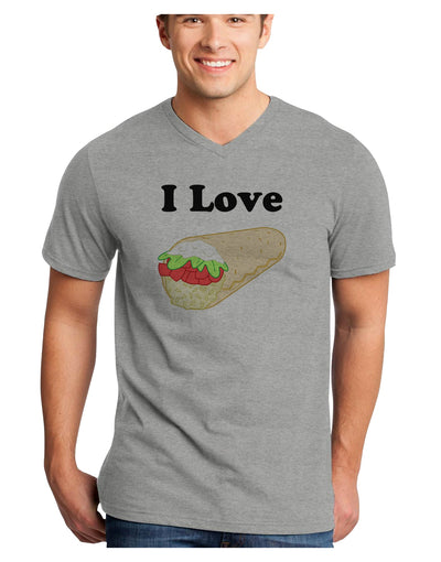 I Love Burritos - Funny Food Adult V-Neck T-shirt-Mens V-Neck T-Shirt-TooLoud-HeatherGray-Small-Davson Sales