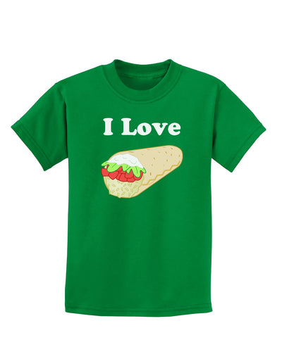 I Love Burritos - Funny Food Childrens Dark T-Shirt-Childrens T-Shirt-TooLoud-Kelly-Green-X-Small-Davson Sales