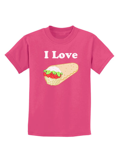 I Love Burritos - Funny Food Childrens Dark T-Shirt-Childrens T-Shirt-TooLoud-Sangria-X-Small-Davson Sales