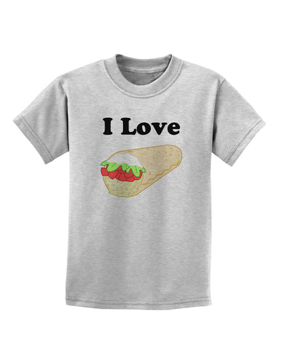 I Love Burritos - Funny Food Childrens T-Shirt-Childrens T-Shirt-TooLoud-AshGray-X-Small-Davson Sales