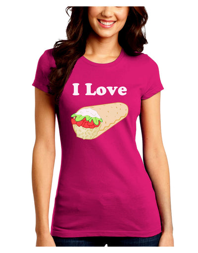 I Love Burritos - Funny Food Juniors Crew Dark T-Shirt-T-Shirts Juniors Tops-TooLoud-Hot-Pink-Juniors Fitted Small-Davson Sales