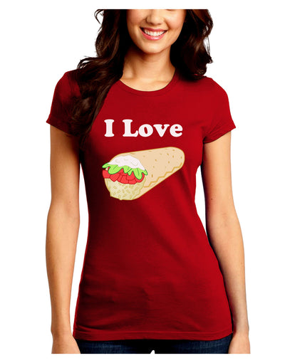 I Love Burritos - Funny Food Juniors Crew Dark T-Shirt-T-Shirts Juniors Tops-TooLoud-Red-Juniors Fitted Small-Davson Sales