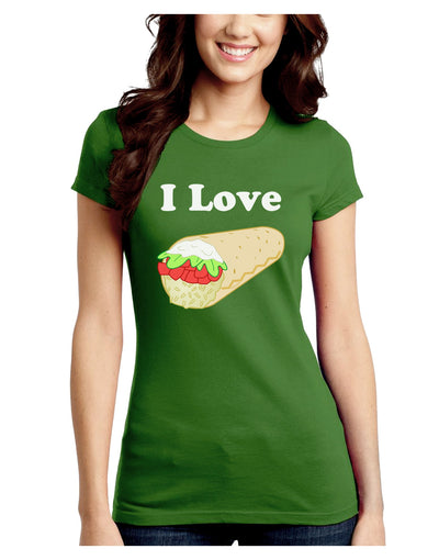 I Love Burritos - Funny Food Juniors Crew Dark T-Shirt-T-Shirts Juniors Tops-TooLoud-Kiwi-Green-Juniors Fitted XS-Davson Sales