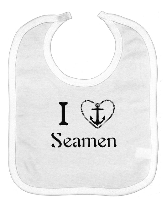 I Love Heart Anchor Seamen Baby Bib