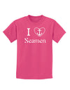 I Love Heart Anchor Seamen Childrens Dark T-Shirt-Childrens T-Shirt-TooLoud-Sangria-X-Small-Davson Sales