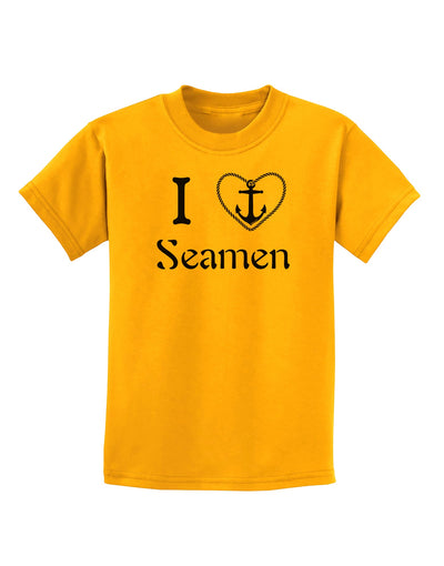 I Love Heart Anchor Seamen Childrens T-Shirt-Childrens T-Shirt-TooLoud-Gold-X-Small-Davson Sales