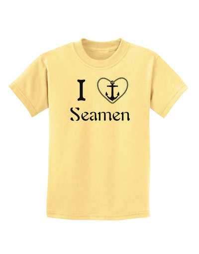 I Love Heart Anchor Seamen Childrens T-Shirt-Childrens T-Shirt-TooLoud-Daffodil-Yellow-X-Small-Davson Sales