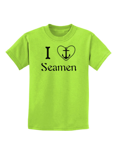 I Love Heart Anchor Seamen Childrens T-Shirt-Childrens T-Shirt-TooLoud-Lime-Green-X-Small-Davson Sales