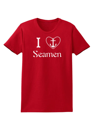 I Love Heart Anchor Seamen Womens Dark T-Shirt-TooLoud-Red-X-Small-Davson Sales