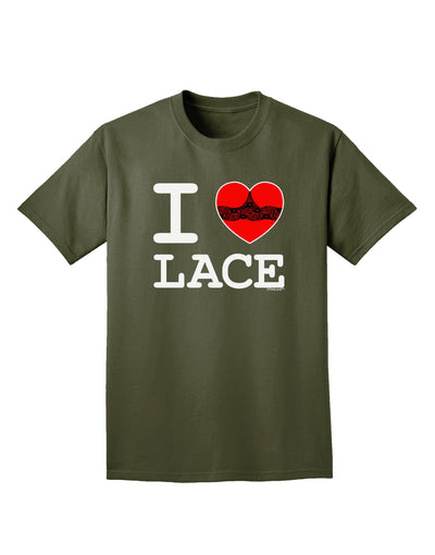 I Love Heart Lace Adult Dark T-Shirt-Mens T-Shirt-TooLoud-Military-Green-Small-Davson Sales