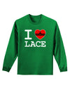 I Love Heart Lace Adult Long Sleeve Dark T-Shirt-TooLoud-Kelly-Green-Small-Davson Sales