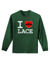 I Love Heart Lace Adult Long Sleeve Dark T-Shirt-TooLoud-Dark-Green-Small-Davson Sales