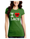 I Love Heart Lace Juniors Crew Dark T-Shirt-T-Shirts Juniors Tops-TooLoud-Kiwi-Green-Juniors Fitted Small-Davson Sales