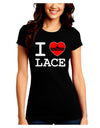 I Love Heart Lace Juniors Crew Dark T-Shirt-T-Shirts Juniors Tops-TooLoud-Black-Juniors Fitted Small-Davson Sales