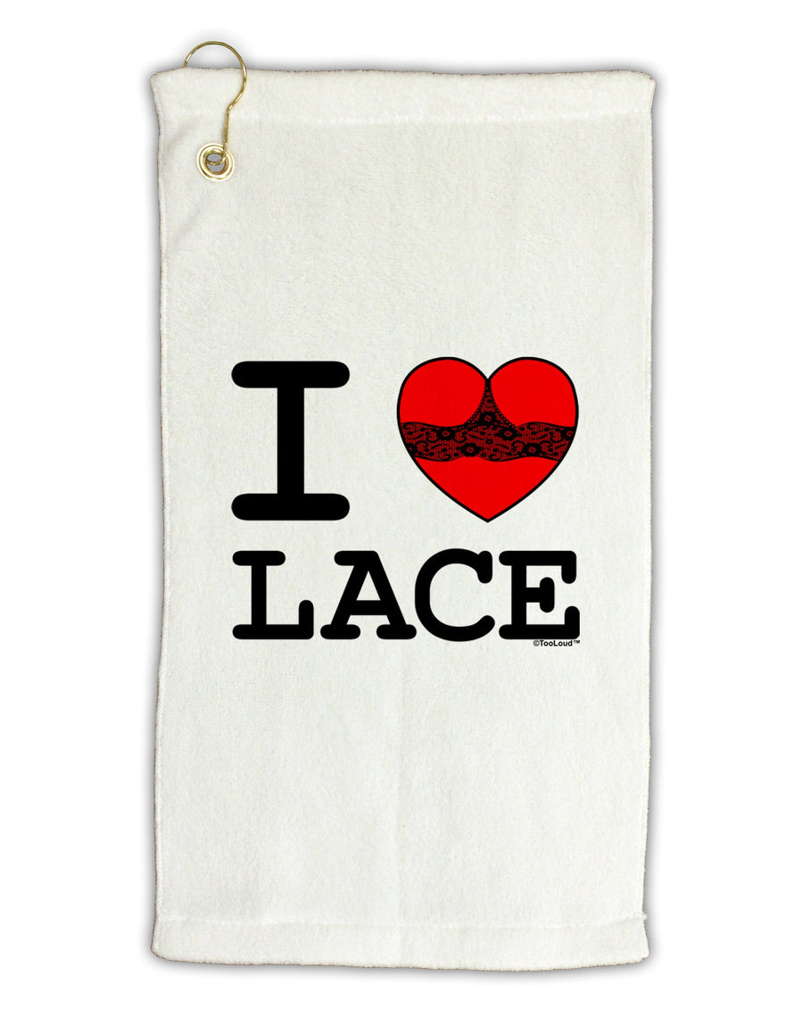 I Love Heart Lace Micro Terry Gromet Golf Towel 11&#x22;x19-Golf Towel-TooLoud-White-Davson Sales