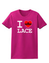 I Love Heart Lace Womens Dark T-Shirt-TooLoud-Hot-Pink-Small-Davson Sales