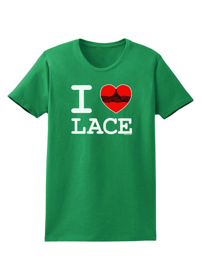 I Love Heart Lace Womens Dark T-Shirt-TooLoud-Kelly-Green-X-Small-Davson Sales