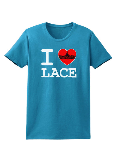 I Love Heart Lace Womens Dark T-Shirt-TooLoud-Turquoise-X-Small-Davson Sales