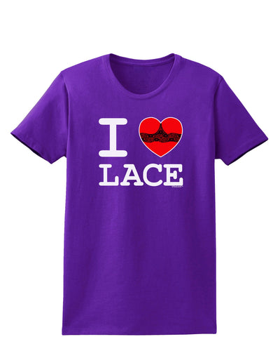 I Love Heart Lace Womens Dark T-Shirt-TooLoud-Purple-X-Small-Davson Sales