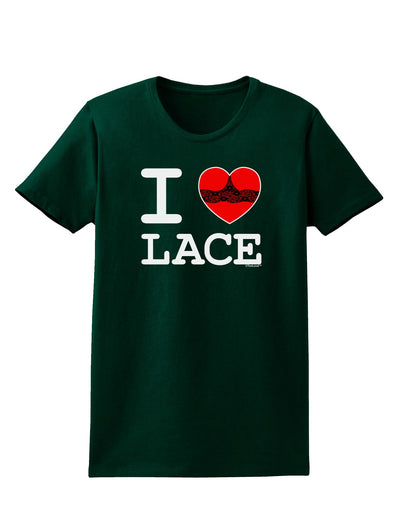 I Love Heart Lace Womens Dark T-Shirt-TooLoud-Forest-Green-Small-Davson Sales