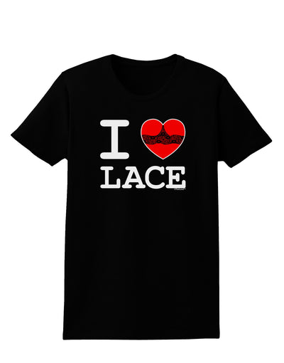 I Love Heart Lace Womens Dark T-Shirt-TooLoud-Black-X-Small-Davson Sales