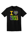 I Love Heart Mardi Gras Adult Dark T-Shirt-Mens T-Shirt-TooLoud-Black-Small-Davson Sales