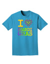 I Love Heart Mardi Gras Adult Dark T-Shirt-Mens T-Shirt-TooLoud-Turquoise-Small-Davson Sales