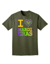 I Love Heart Mardi Gras Adult Dark T-Shirt-Mens T-Shirt-TooLoud-Military-Green-Small-Davson Sales