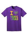 I Love Heart Mardi Gras Adult Dark T-Shirt-Mens T-Shirt-TooLoud-Purple-Small-Davson Sales