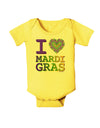 I Love Heart Mardi Gras Baby Romper Bodysuit-Baby Romper-TooLoud-Yellow-06-Months-Davson Sales