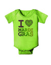 I Love Heart Mardi Gras Baby Romper Bodysuit-Baby Romper-TooLoud-Lime-Green-06-Months-Davson Sales