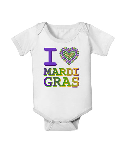 I Love Heart Mardi Gras Baby Romper Bodysuit-Baby Romper-TooLoud-White-06-Months-Davson Sales