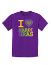 I Love Heart Mardi Gras Childrens Dark T-Shirt-Childrens T-Shirt-TooLoud-Purple-X-Small-Davson Sales