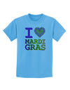 I Love Heart Mardi Gras Childrens T-Shirt-Childrens T-Shirt-TooLoud-Aquatic-Blue-X-Small-Davson Sales