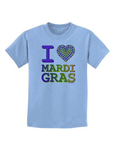 I Love Heart Mardi Gras Childrens T-Shirt-Childrens T-Shirt-TooLoud-Light-Blue-X-Small-Davson Sales