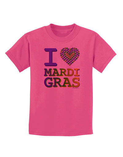 I Love Heart Mardi Gras Childrens T-Shirt-Childrens T-Shirt-TooLoud-Sangria-X-Small-Davson Sales