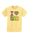 I Love Heart Mardi Gras Childrens T-Shirt-Childrens T-Shirt-TooLoud-Daffodil-Yellow-X-Small-Davson Sales