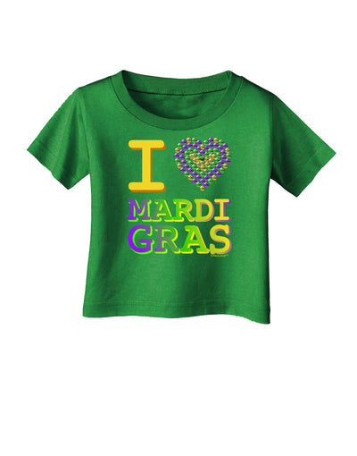 I Love Heart Mardi Gras Infant T-Shirt Dark-Infant T-Shirt-TooLoud-Clover-Green-06-Months-Davson Sales