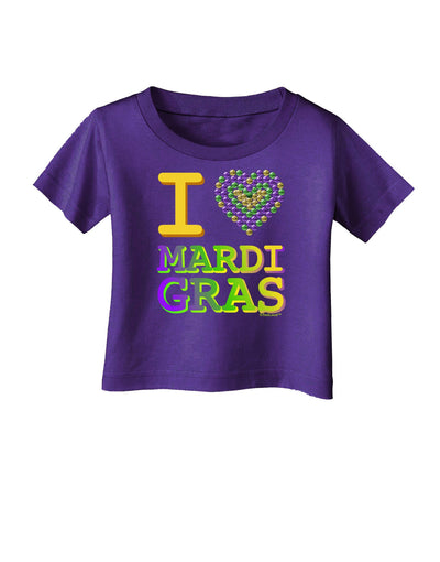 I Love Heart Mardi Gras Infant T-Shirt Dark-Infant T-Shirt-TooLoud-Purple-06-Months-Davson Sales